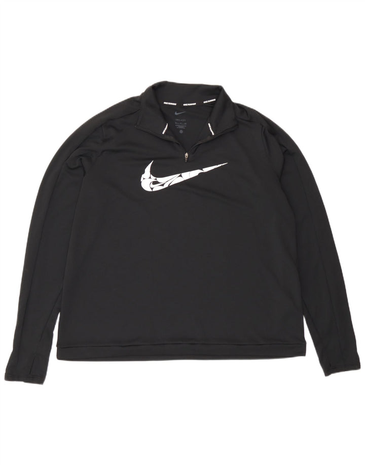 Nike Womens Dri Fit Graphic Zip Neck Pullover Tracksuit Top UK 18 XL Black