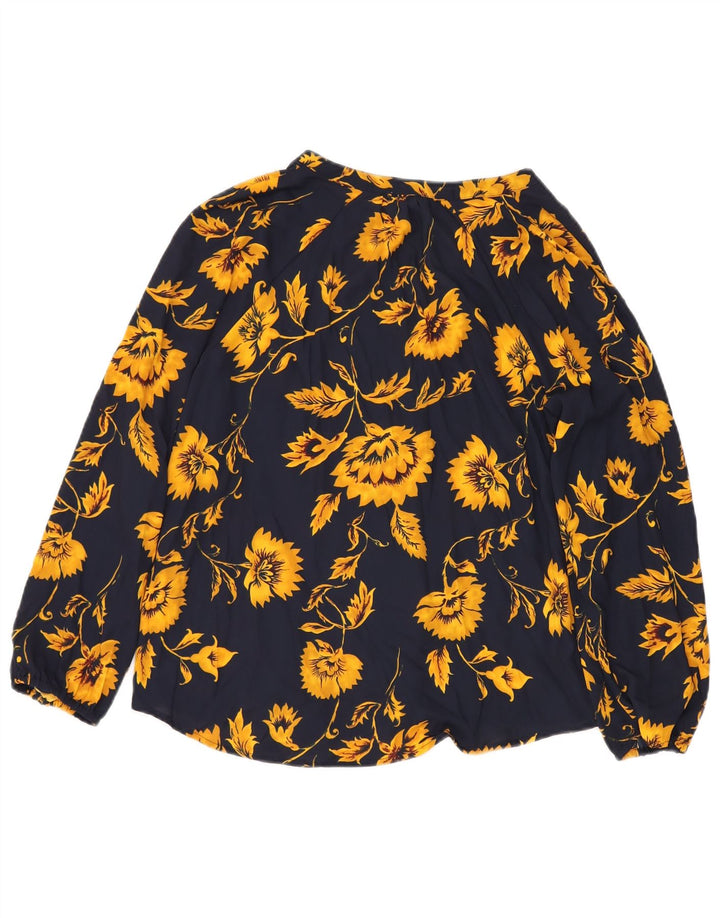 J. CREW Womens Oversized Shirt Blouse UK 10 Small Navy Blue Floral