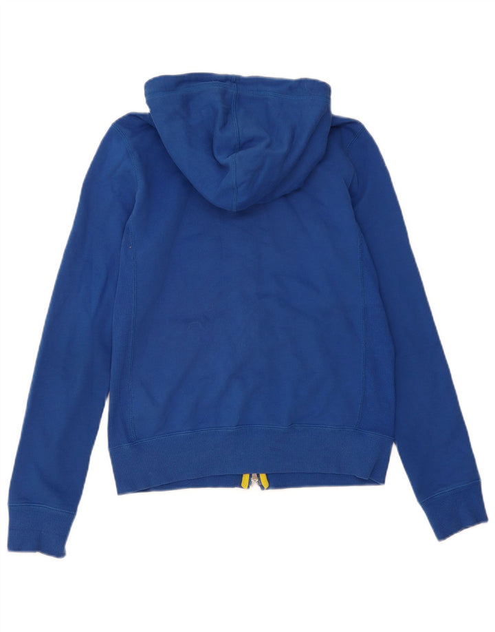 Nike Womens Zip Hoodie Sweater UK 12/14 Medium Blue Cotton