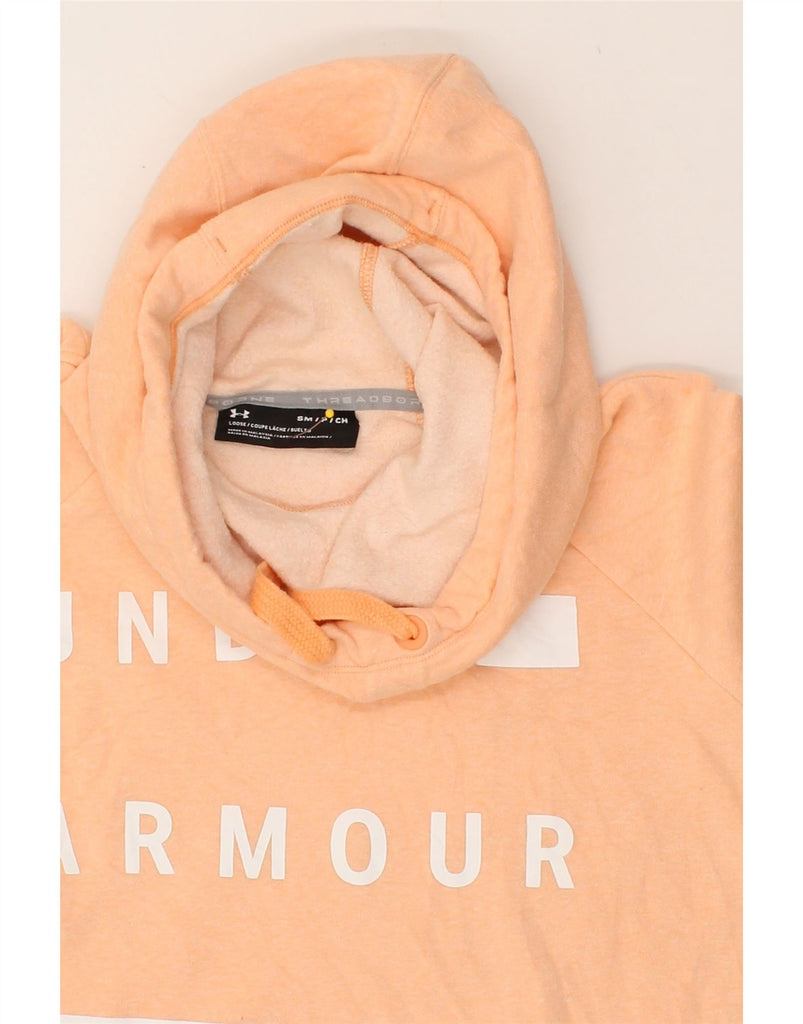 UNDER ARMOUR Womens Graphic Hoodie Jumper UK 10 Small Orange Cotton | Vintage Under Armour | Thrift | Second-Hand Under Armour | Used Clothing | Messina Hembry 