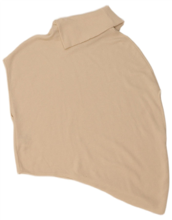 Zara Womens Asymmetric Poncho Jumper UK 10 Small Off White Viscose