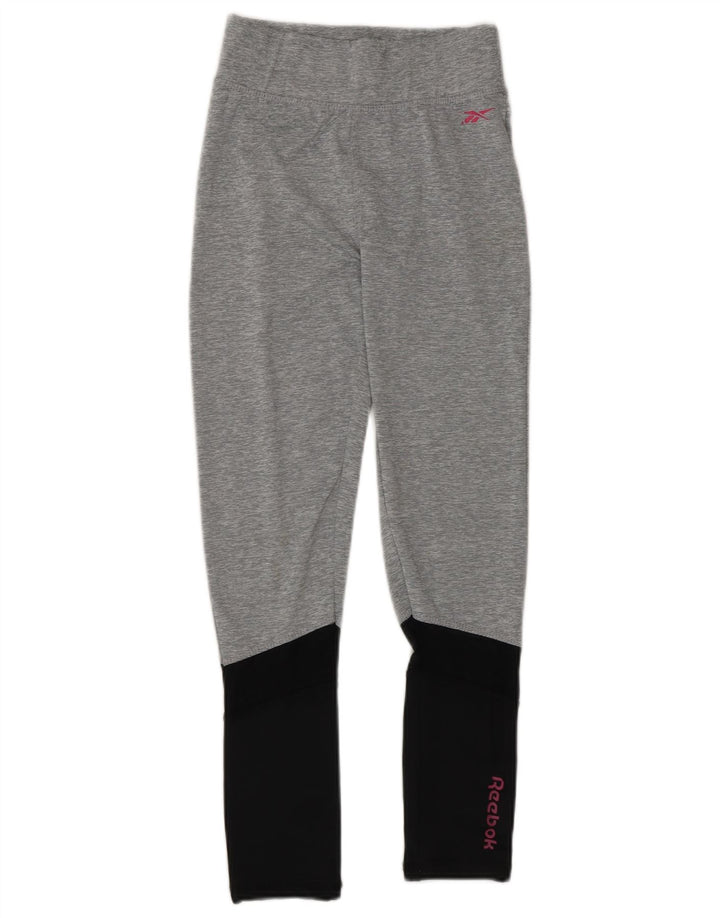 REEBOK Girls Leggings 13-14 Years  Grey Colourblock Polyester