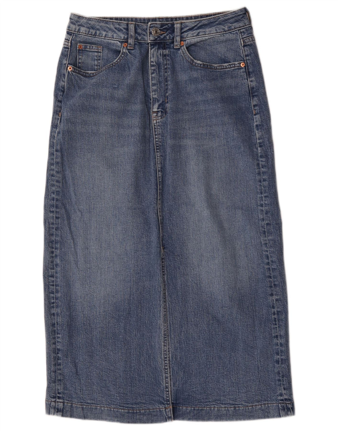 Marks & Spencer Womens Regular Denim Midi Skirt UK 10 Small W30 Blue