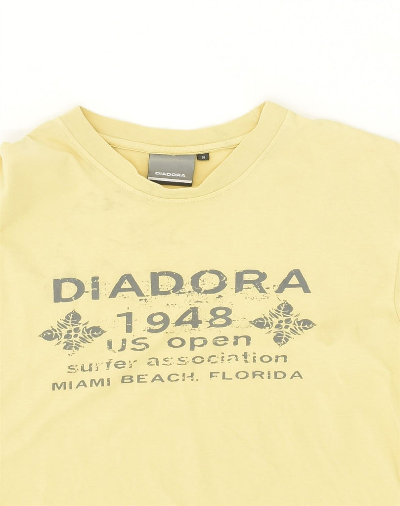 DIADORA Mens Graphic T-Shirt Top Small Yellow Cotton | Vintage Diadora | Thrift | Second-Hand Diadora | Used Clothing | Messina Hembry 