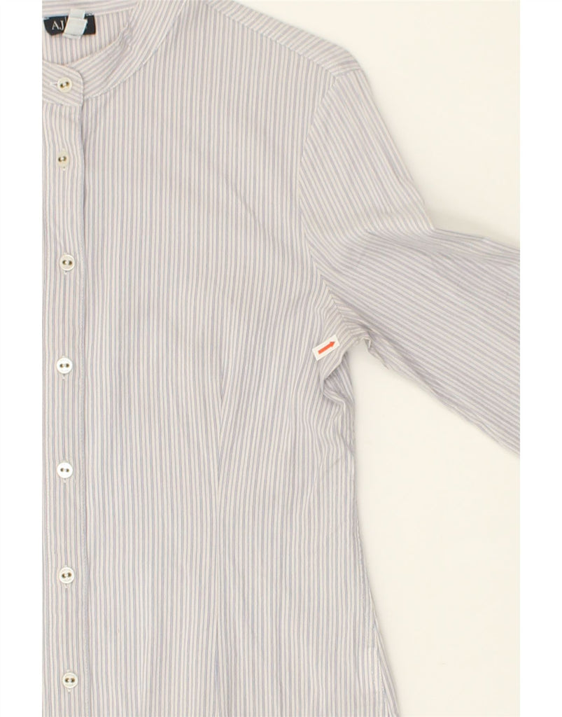 ARMANI JEANS Womens Shirt IT 44 Medium Grey Pinstripe Cotton | Vintage Armani Jeans | Thrift | Second-Hand Armani Jeans | Used Clothing | Messina Hembry 