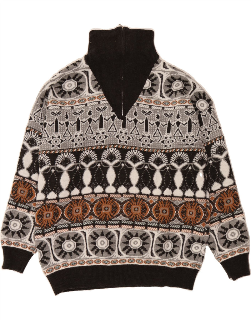 VINTAGE Mens Zip Neck Jumper Sweater IT 50/52 Large Multicoloured Vintage Vintage and Second-Hand Vintage from Messina Hembry 