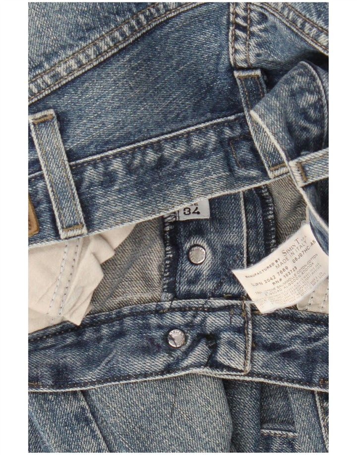 Armani Mens Distressed Straight Jeans W34 L32 Blue Cotton