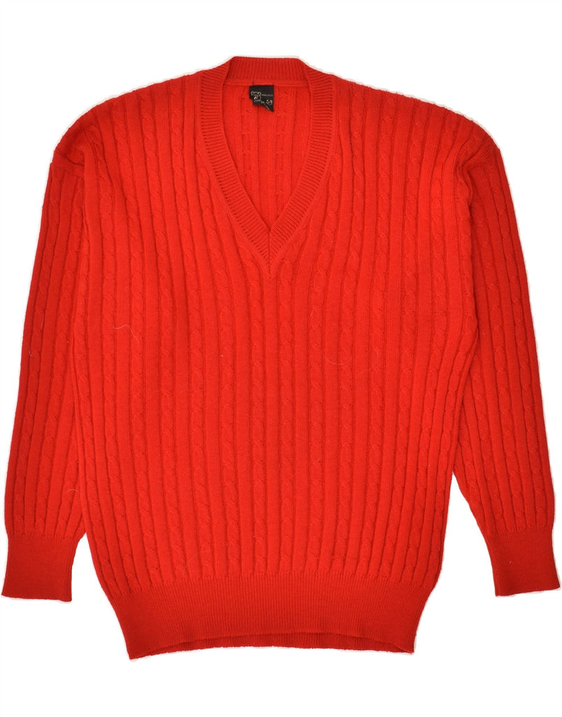 MAPIER Womens V-Neck Jumper Sweater UK 16 Large Red Wool | Vintage Mapier | Thrift | Second-Hand Mapier | Used Clothing | Messina Hembry 