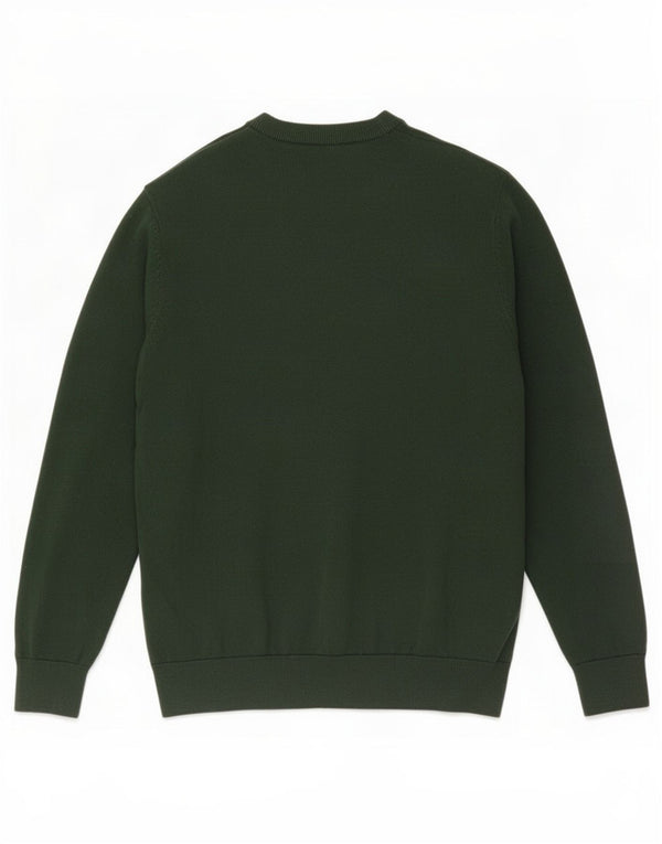 Marks & Spencer Mens Crew Neck Jumper Sweater Medium Green Fair Isle Cotton