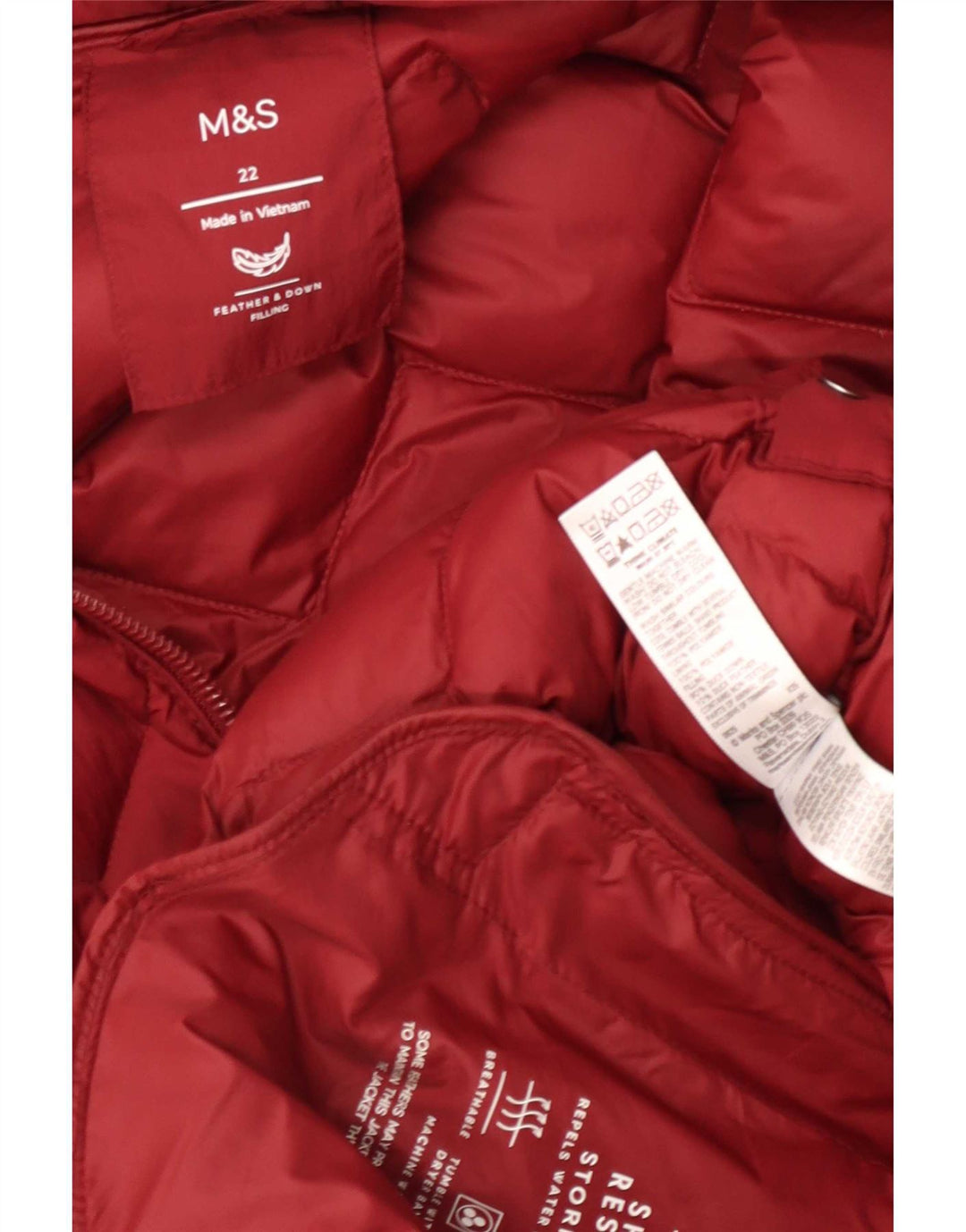 Marks & Spencer Womens Hooded Padded Coat UK 22 3XL Red Polyamide