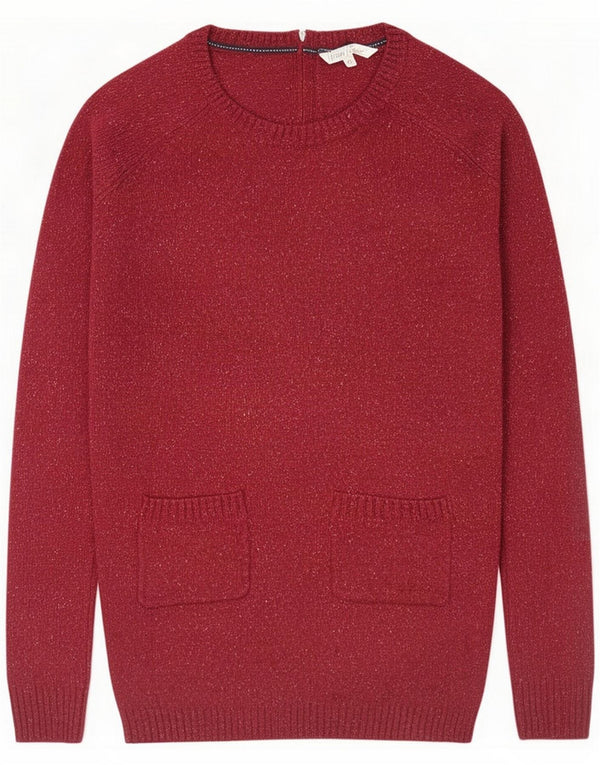 Fat Face Womens Boat Neck Jumper Sweater UK 10 Small Burgundy Flecked