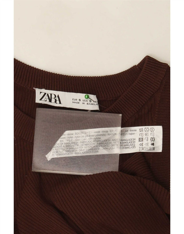 Zara Womens Vest Top UK 8 Small Brown Viscose