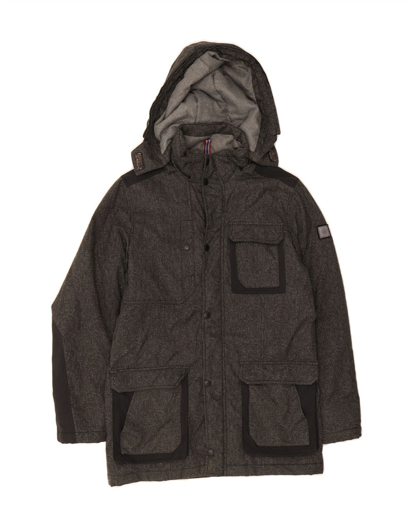 MARLBORO CLASSICS Mens Hooded Utility Jacket UK 40 Large Grey Colourblock Vintage Marlboro Classics and Second-Hand Marlboro Classics from Messina Hembry 