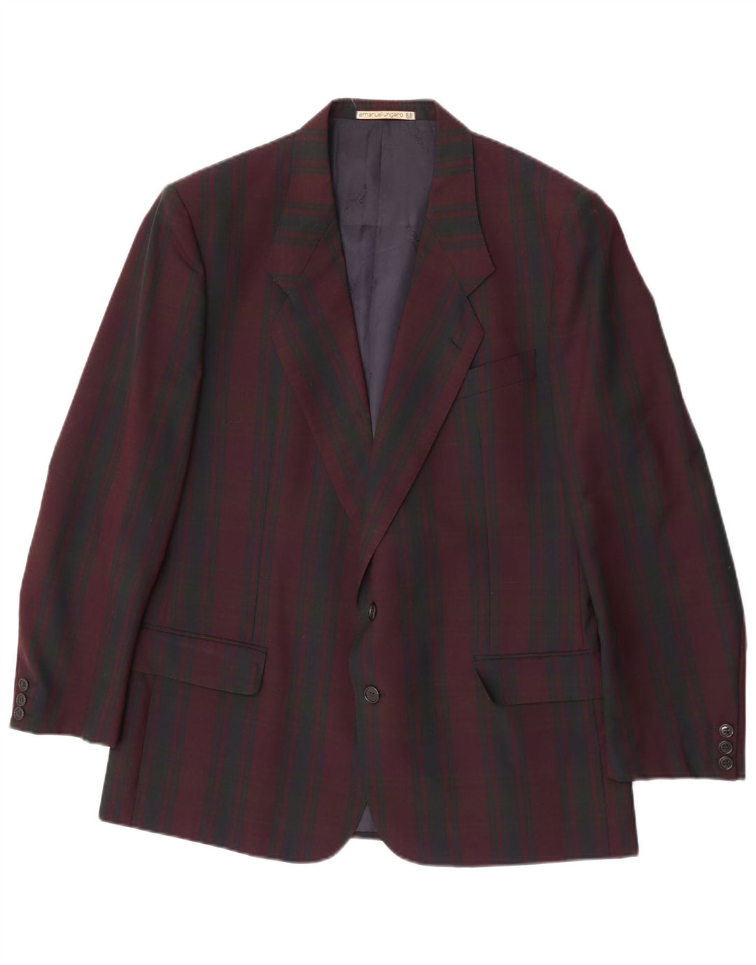 Emanuel Ungaro Mens 2 Button Blazer Jacket UK 38 Medium Burgundy Check