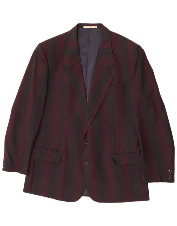 Emanuel Ungaro Mens 2 Button Blazer Jacket UK 38 Medium Burgundy Check