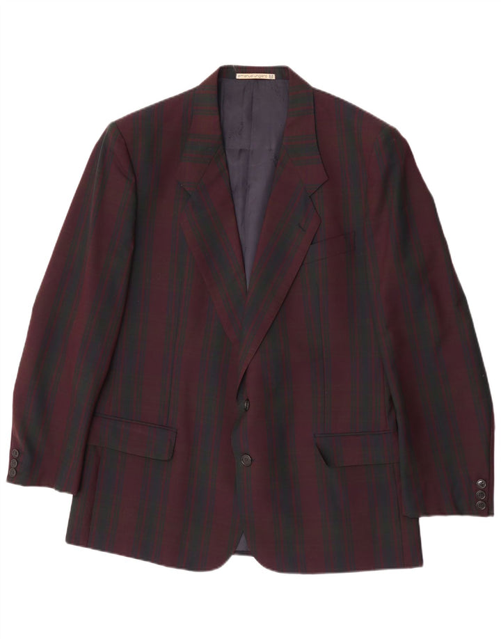 Emanuel Ungaro Mens 2 Button Blazer Jacket UK 38 Medium Burgundy Check