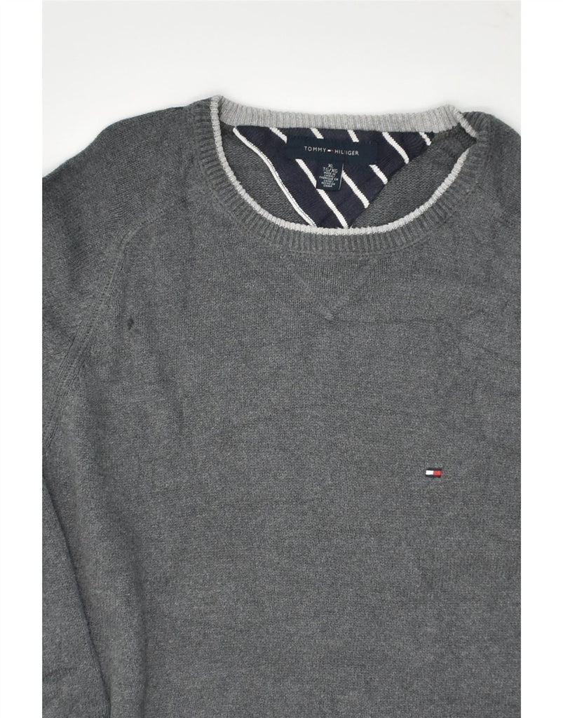 TOMMY HILFIGER Mens Crew Neck Jumper Sweater XL Grey Cotton | Vintage Tommy Hilfiger | Thrift | Second-Hand Tommy Hilfiger | Used Clothing | Messina Hembry 