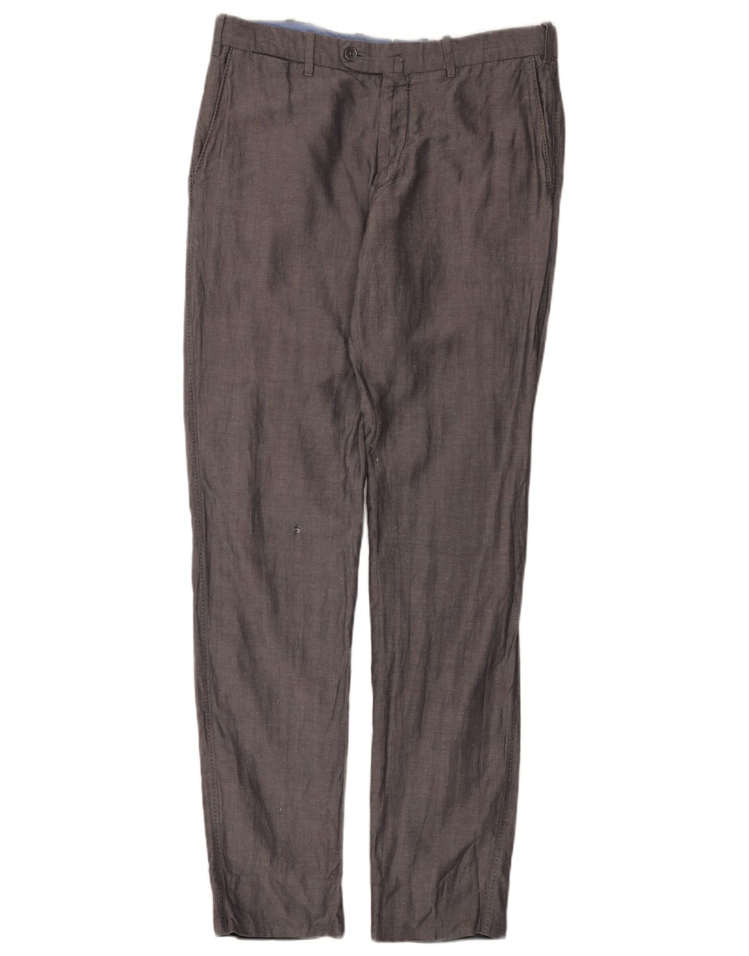 Massimo Dutti Mens Slim Suit Trousers EU 42 Large W32 L32 Grey Herringbone