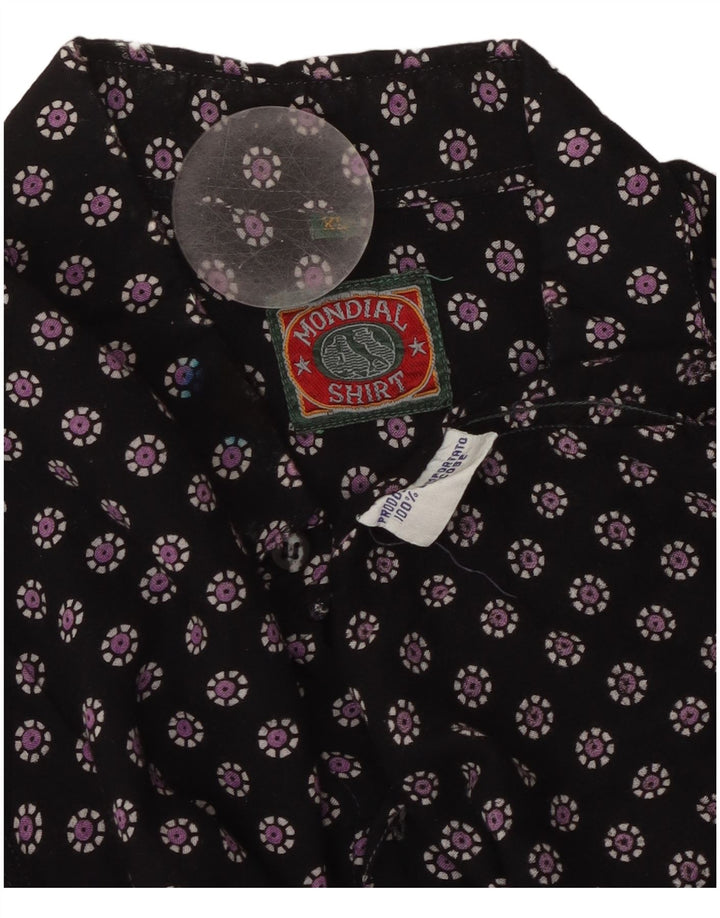 VINTAGE Mens Shirt XL Black Floral Viscose