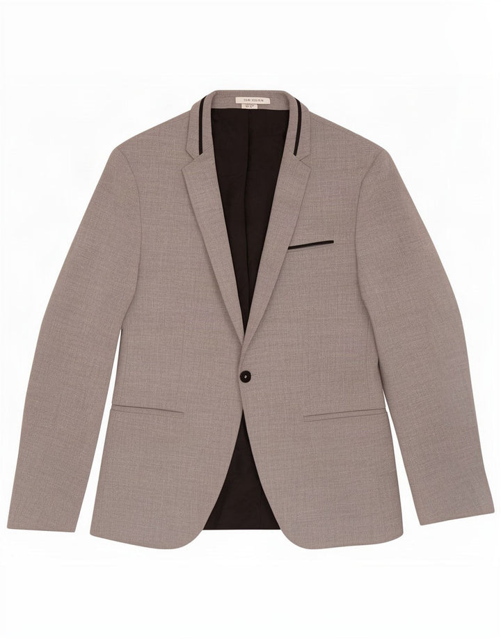 Zara Mens 1 Button Blazer Jacket EU 48 Medium Grey