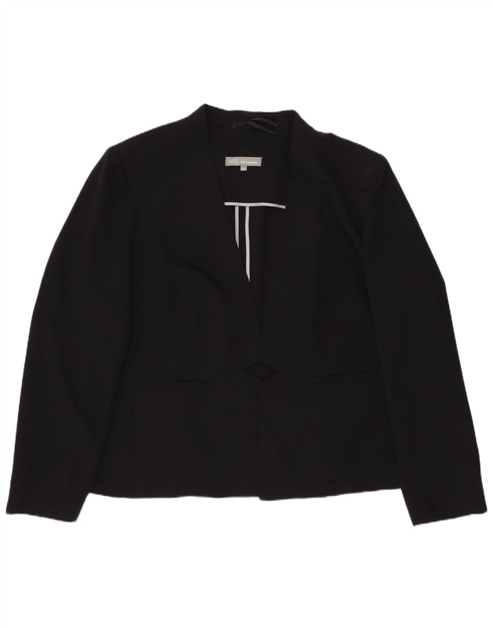 Marks & Spencer Womens Open Blazer Jacket UK 20 2XL Black Polyester