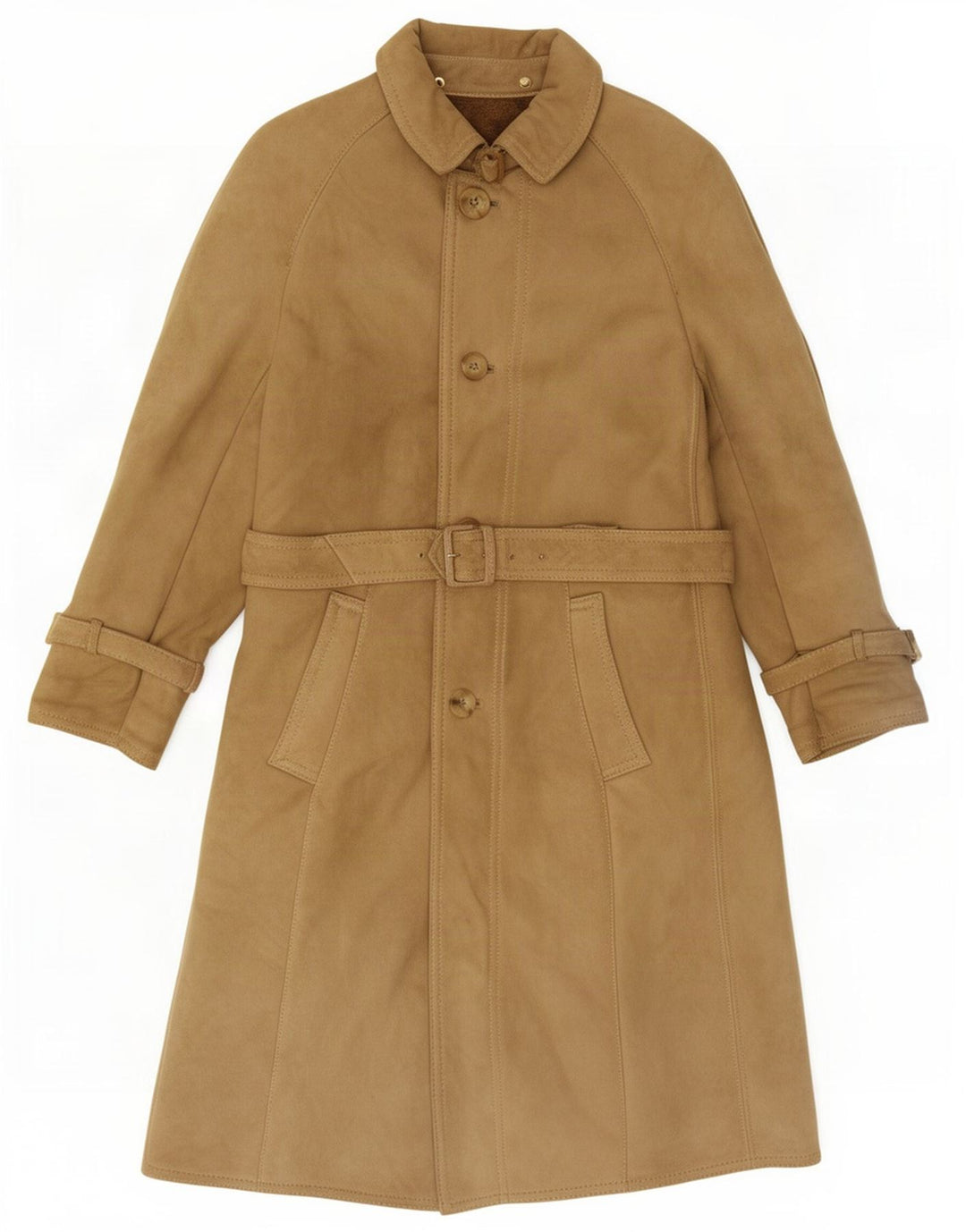 Vintage Womens Suede Overcoat UK 14 Medium Beige