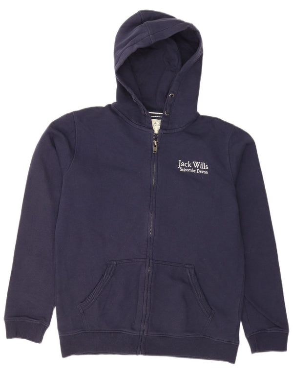 Jack Wills Boys Regular Fit Zip Hoodie Sweater 15-16 Years Navy Blue Cotton
