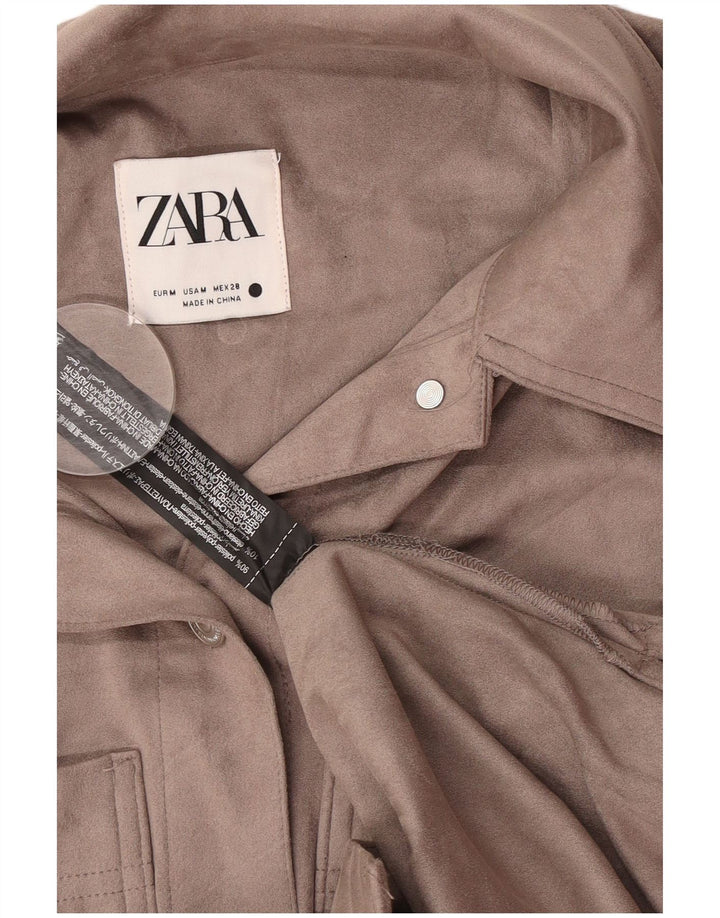 Zara Womens Velour Shirt UK 14 Medium Grey Polyester