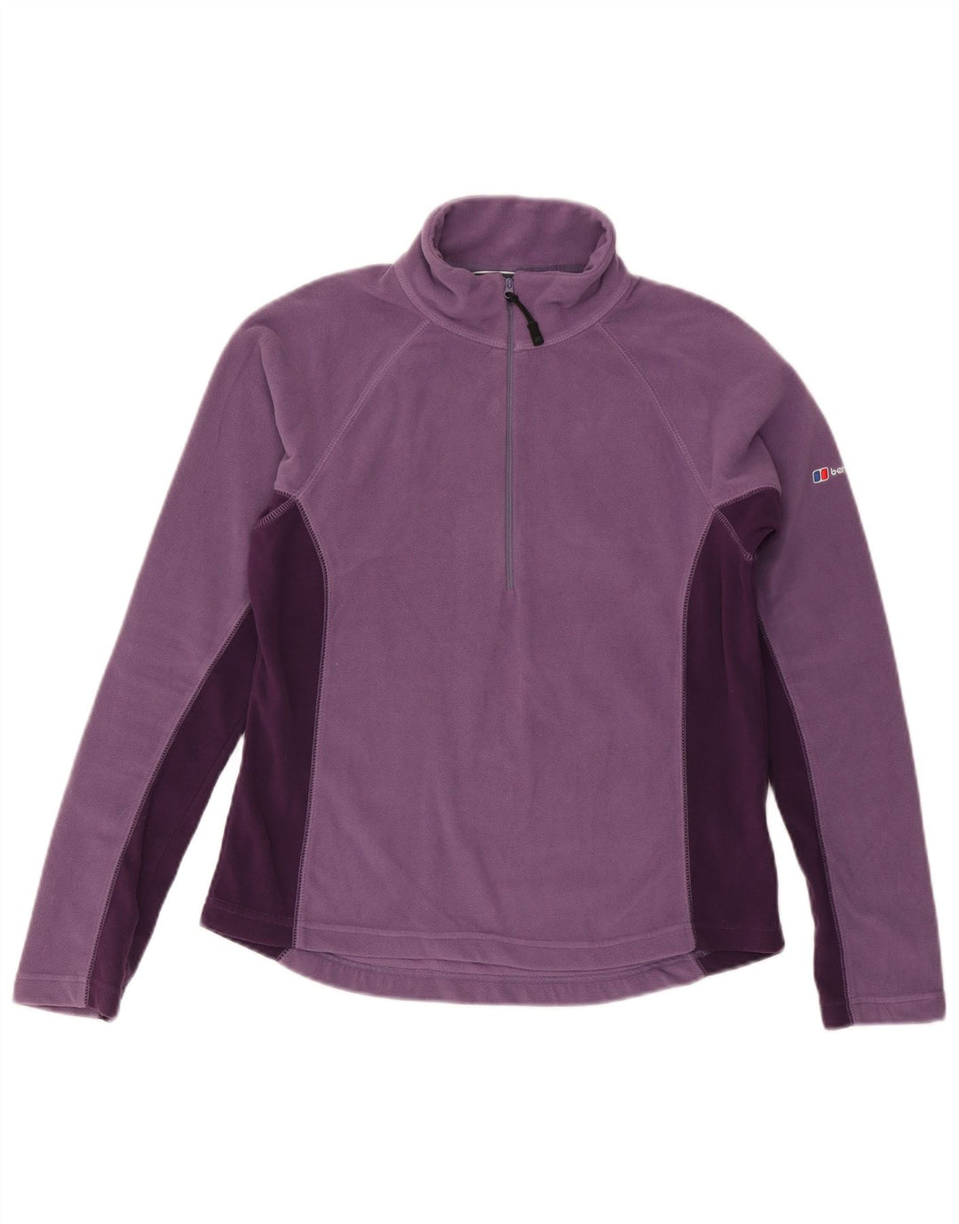 BERGHAUS Womens Zip Neck Fleece Jumper UK 14 Large Purple Colourblock