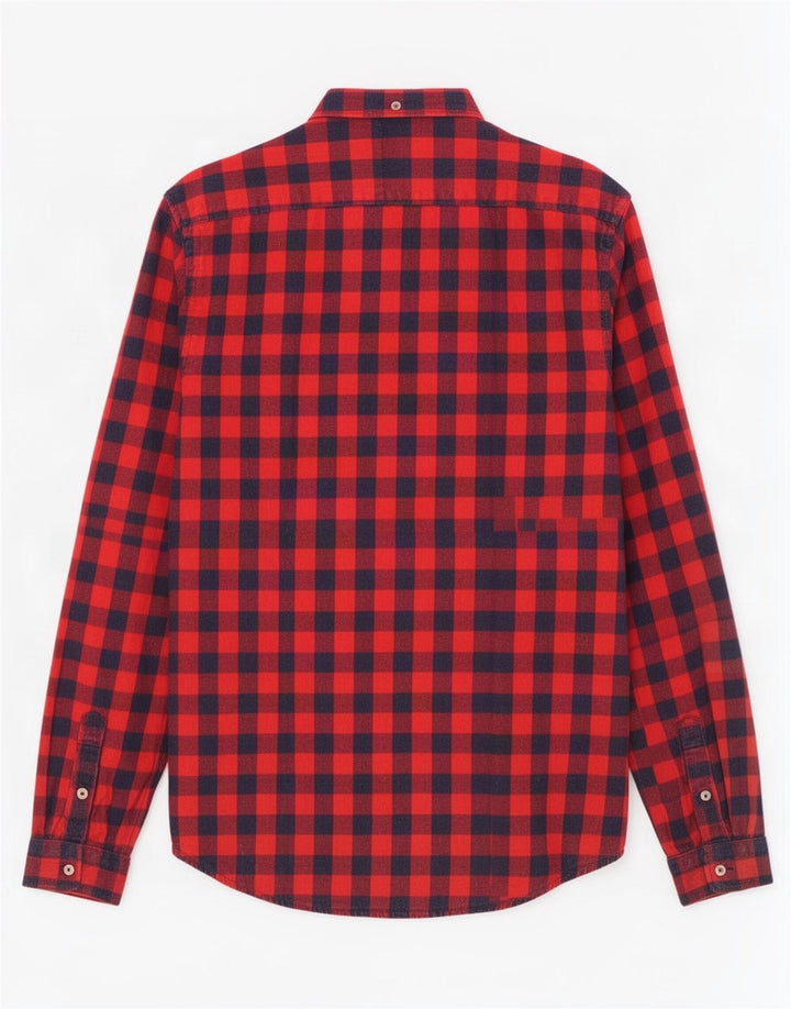 Zara Mens Slim Fit Flannel Shirt Medium Red Gingham Cotton