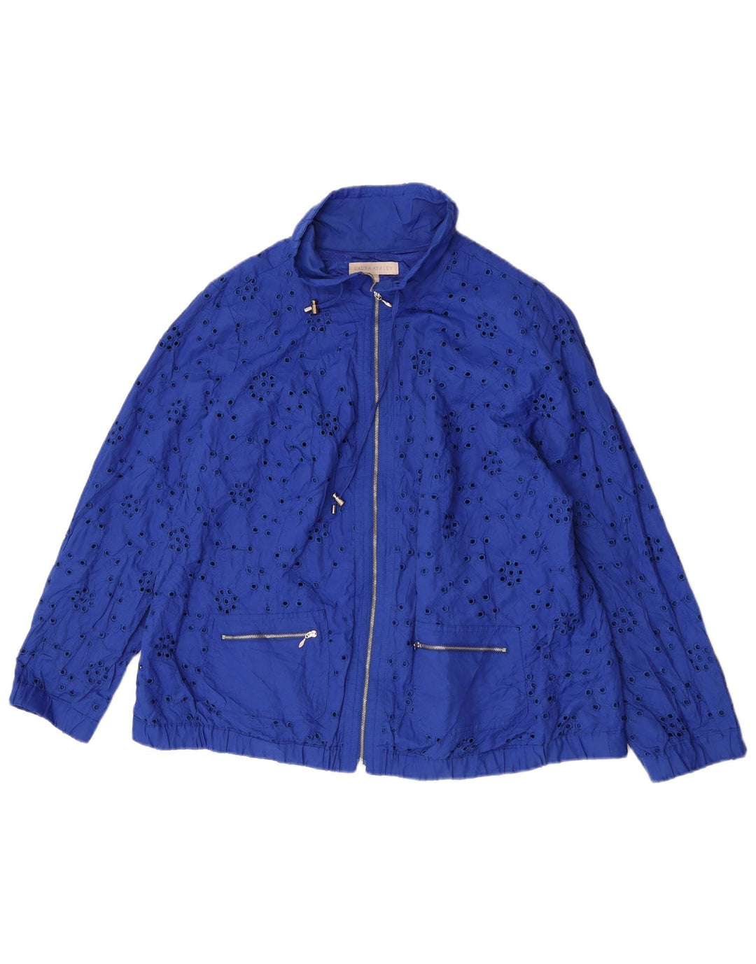Laura Ashley Womens Bomber Jacket UK 20 2XL Blue Cotton