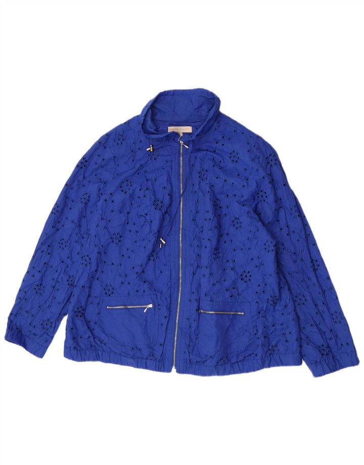 Laura Ashley Womens Bomber Jacket UK 20 2XL Blue Cotton