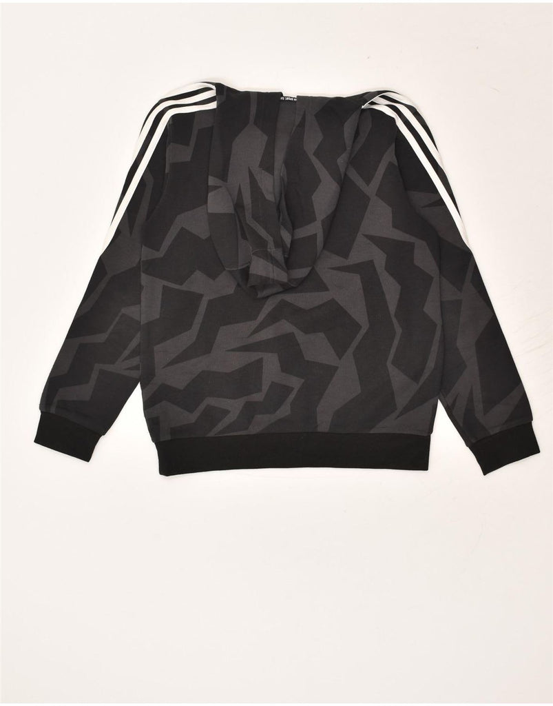 ADIDAS Boys Crazy Pattern Hoodie Jumper 11-12 Years Black Geometric Cotton | Vintage Adidas | Thrift | Second-Hand Adidas | Used Clothing | Messina Hembry 