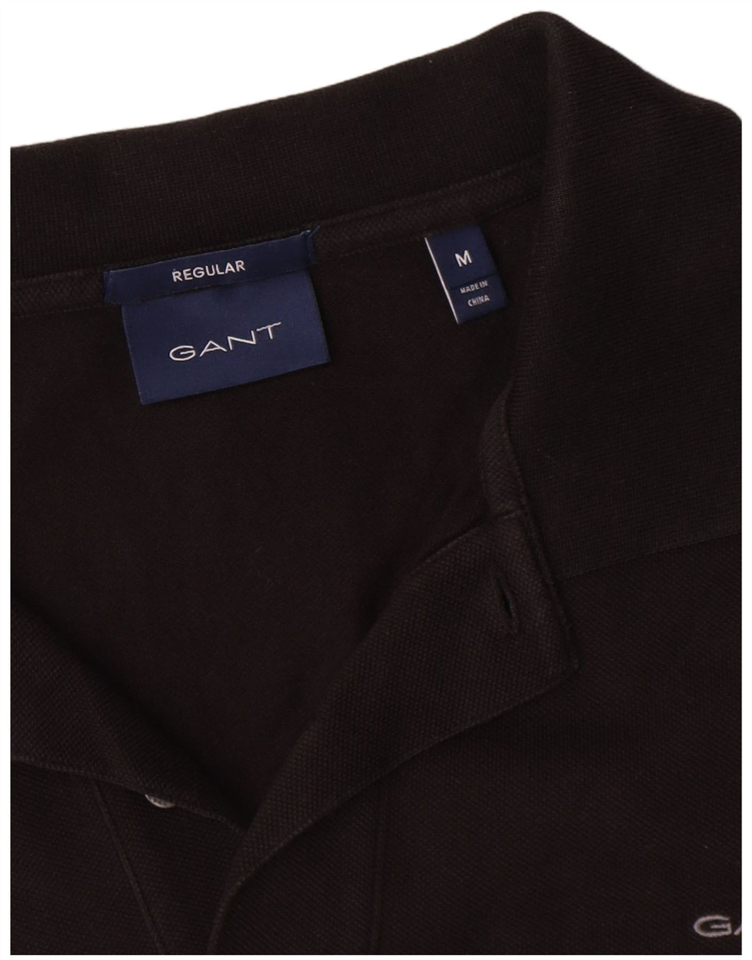 Gant Mens Regular Polo Shirt Medium Black Cotton