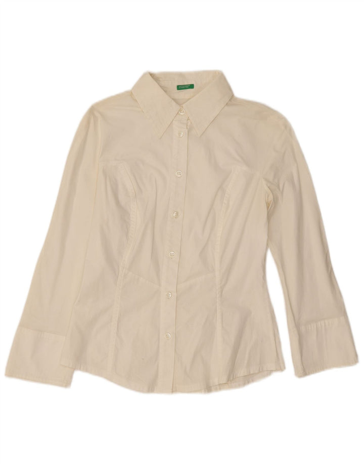 Benetton Womens Shirt UK 10 Small White Cotton