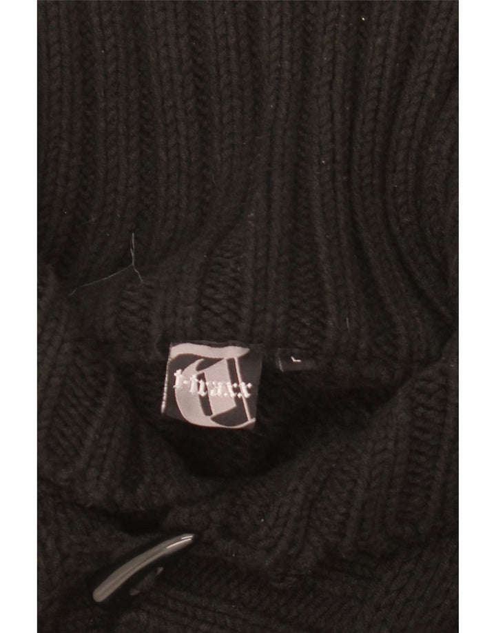 Vintage Mens Cardigan Sweater Large Black Acrylic