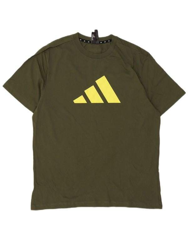 Adidas Mens Graphic T-Shirt Top XL Khaki Cotton