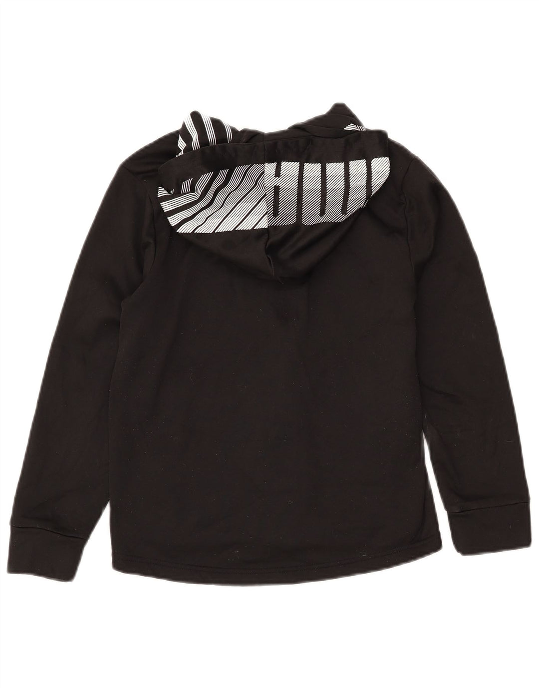 PUMA Boys Graphic Zip Hoodie Sweater 10-11 Years Medium Black Polyester