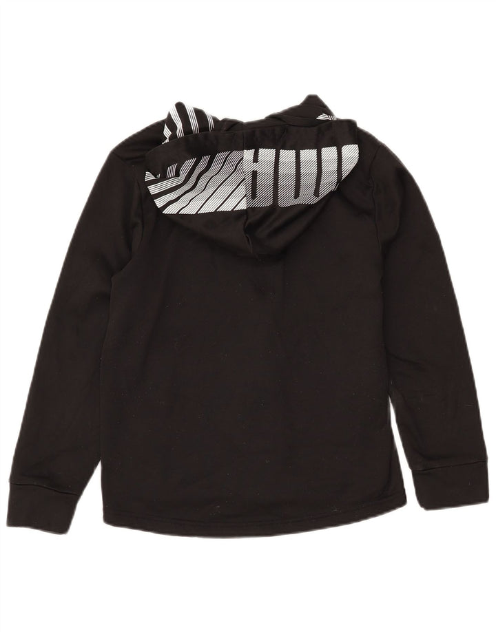PUMA Boys Graphic Zip Hoodie Sweater 10-11 Years Medium Black Polyester