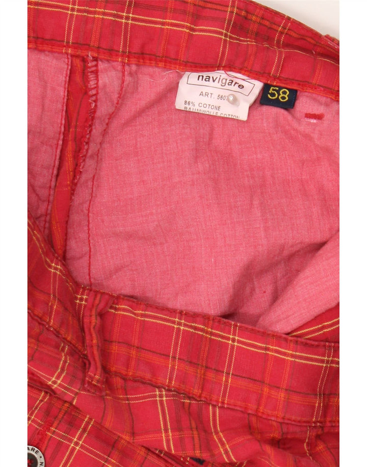 Navigare Mens Cargo Shorts W41 XL Red Check Cotton