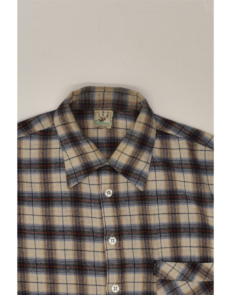 CERVINO Mens Shirt Size 41 Medium Beige Check Acrylic | Vintage Cervino | Thrift | Second-Hand Cervino | Used Clothing | Messina Hembry 