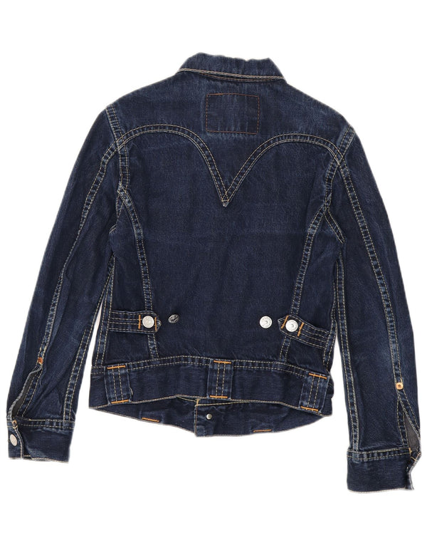 Levi's Womens Crop Denim Jacket UK 10 Small Blue Cotton