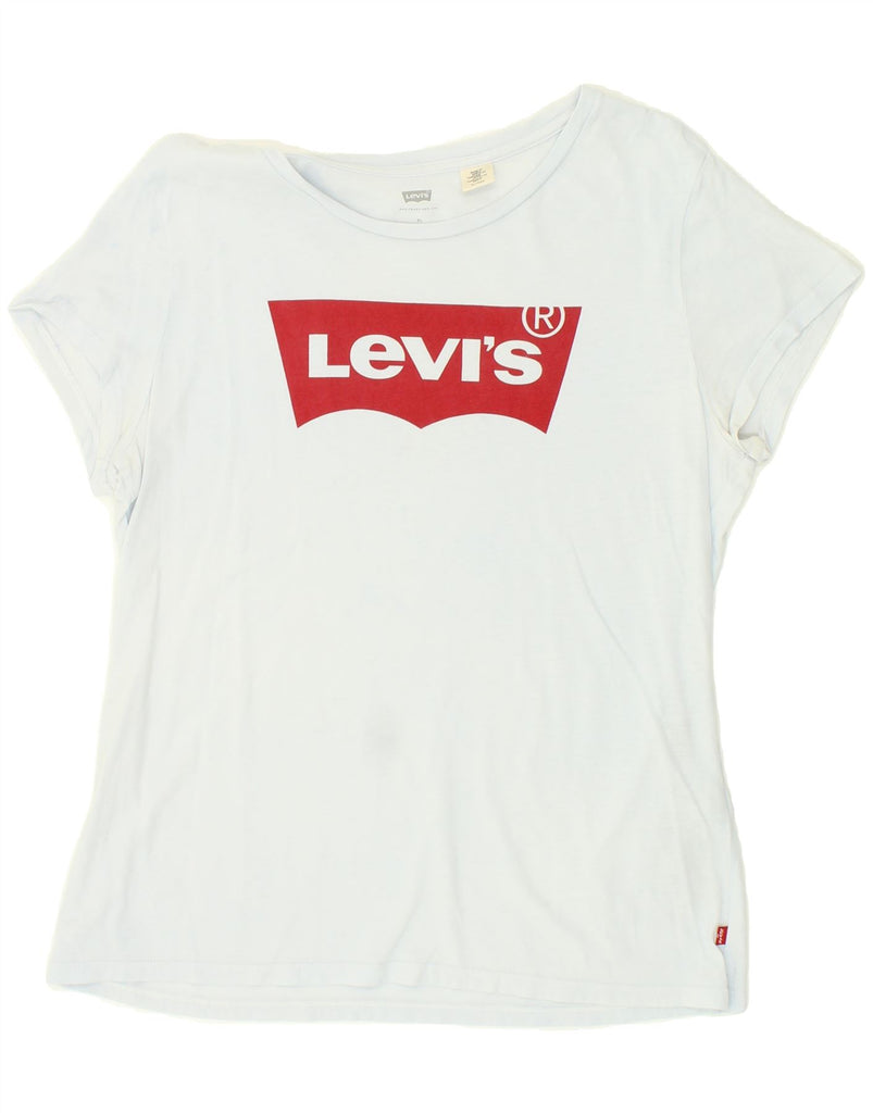 LEVI'S Womens Graphic T-Shirt Top UK 18 XL Blue Cotton | Vintage Levi's | Thrift | Second-Hand Levi's | Used Clothing | Messina Hembry 