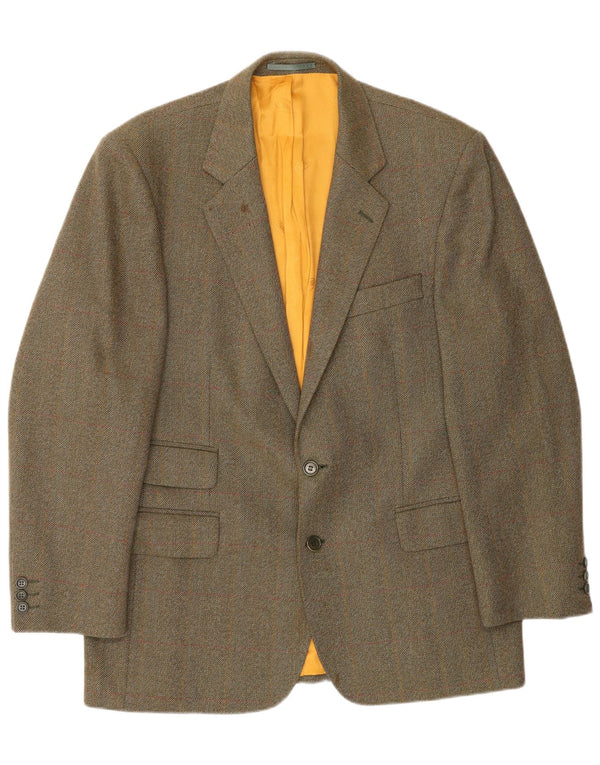 Magee Mens 2 Button Blazer Jacket UK 42 XL Brown Check Wool