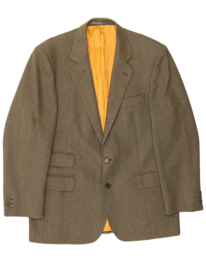 Magee Mens 2 Button Blazer Jacket UK 42 XL Brown Check Wool