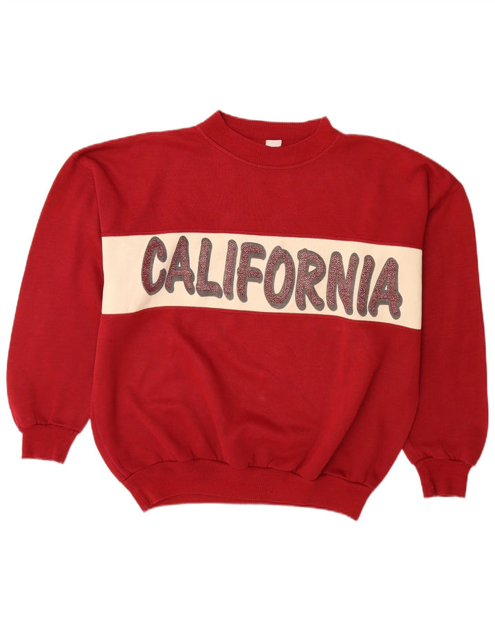 Vintage Mens Graphic Sweatshirt Jumper XL Red Colourblock