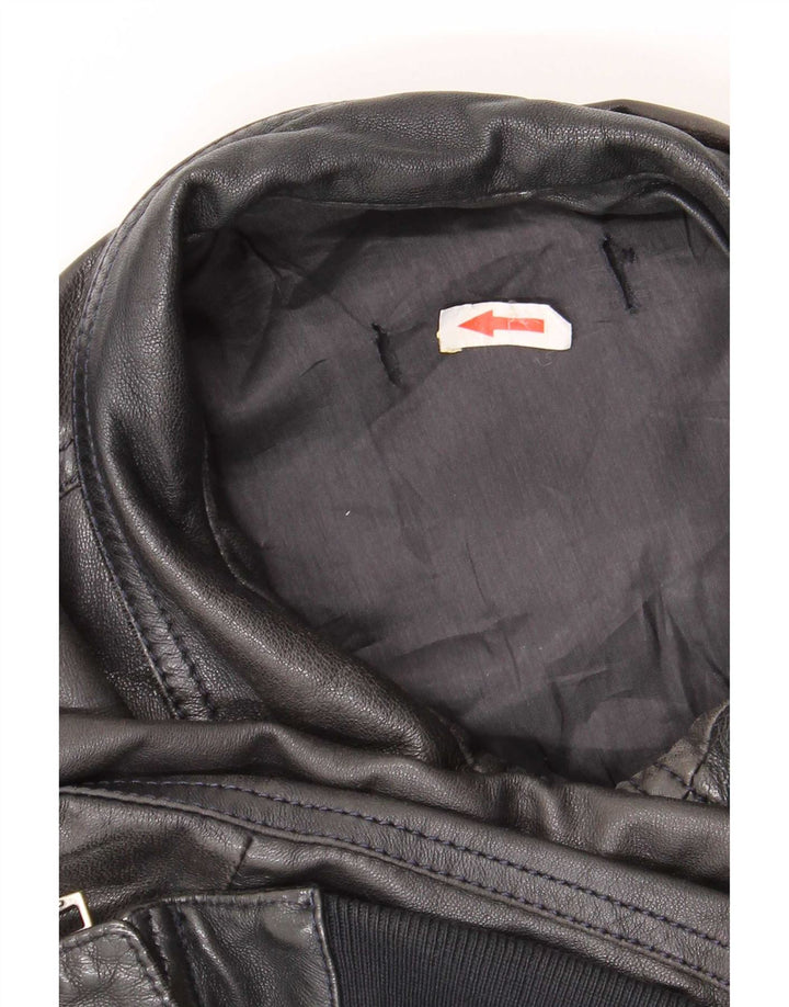 Vintage Mens Leather Jacket IT 50 Medium Black