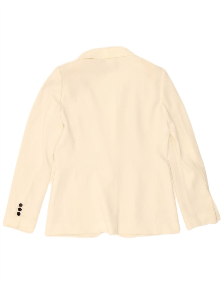 Marella Womens 1 Button Blazer Jacket UK 14 Large White Triacetate