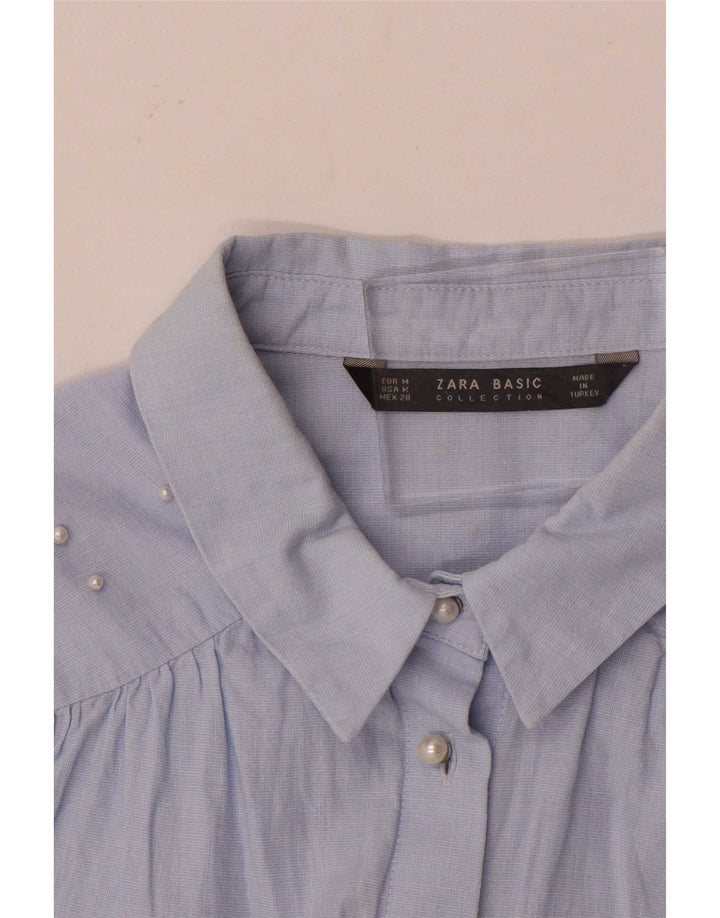 Zara Womens Shirt UK 14 Medium Blue