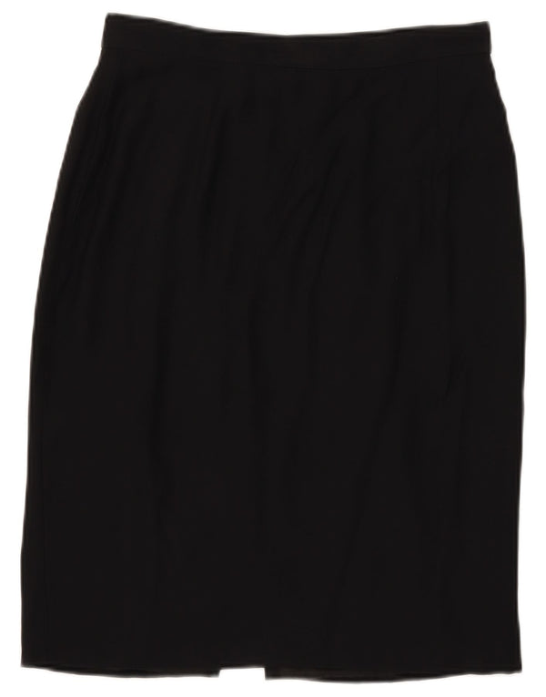 VINTAGE Womens High Waist Straight Skirt IT 46 Large W29 Black Acetate